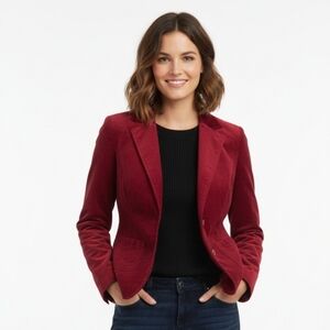 Carolina Blues Red Women's Size Small Corduroy Blazer Two Buttons